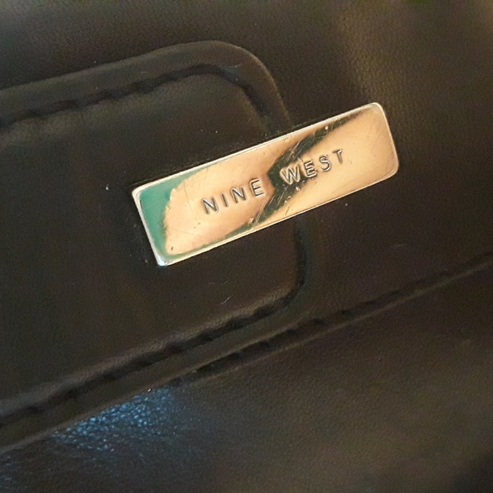 Vintage 90s 100% Leather Nine West Black Shoulder Bag - Picture 4 of 15